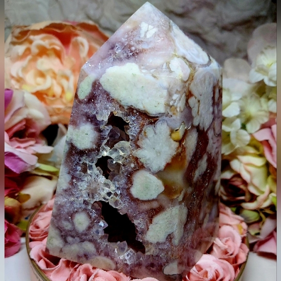 Huge High Quality Pink Amethyst Sakura Flower Agate Tower - Picture 16 of 16